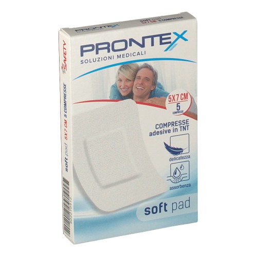 SAFETY PRONTEX SOFT PAD COMPRESSE ADESIVE IN TNT 5X7 CM 5 PEZZI