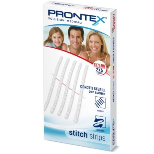 SAFETY PRONTEX STITCH STRIPS CEROTTI PER SUTURE 3X75CM 10 PEZZI