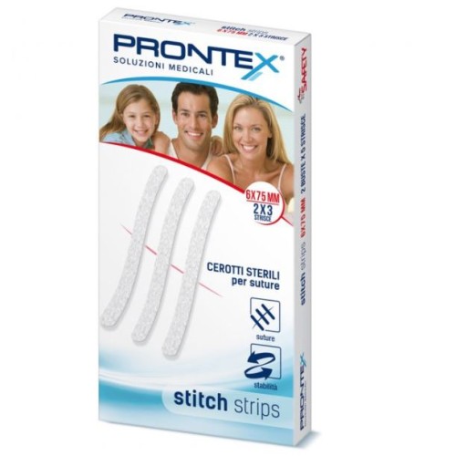 SAFETY PRONTEX STITCH STRIPS CEROTTI STERILI PER SUTURE 6X75MM 10 PEZZI