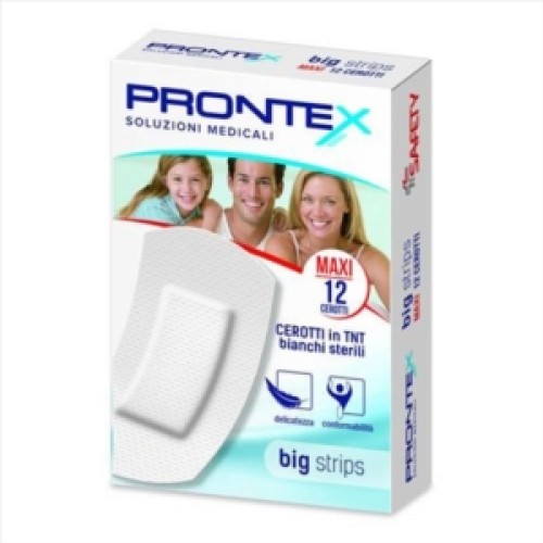 SAFETY PRONTEX BIG STRIPS CEROTTI IN TNT BIANCHI STERILI FORMATO MAXI 12 PEZZI