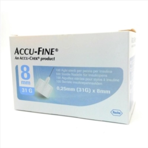 ROCHE DIAGNOSTICS ACCU FINE AGHI PENNA INSULINA 0,25 MM (31G) X 8 MM 100 PEZZI