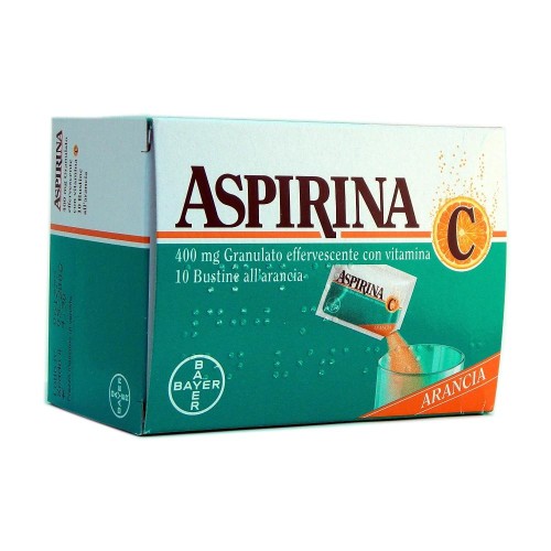 ASPIRINA C 400MG GRANULATO EFFERVESCENTE CON VITAMINA C 10 BUSTINE ARANCIA