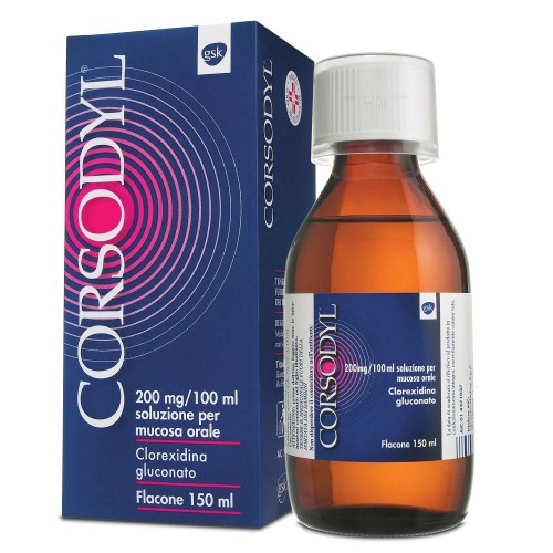 CORSODYL SOLUZIONE 150 ML  200 MG / 100