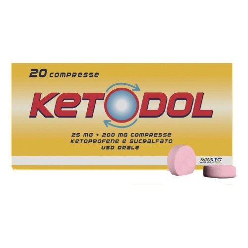 KETODOL 20 COMPRESSE  25 MG+200 MG RILASCIO MODIFICATO PER DOLORI DI VARIA NATURA