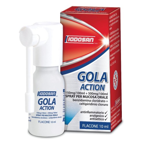 GOLA ACTION 150 MG/100 ML + 500 MG/100 ML SPRAY PER MUCOSA ORALE 1 FLACONE 10 ML