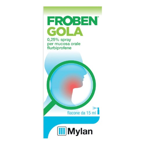 FROBEN GOLA NEBULIZZATORE 15 ML TRATTAMENTO DI STATI IRRITATIVI INFIAMMATORI ASSOCIATO A DOLORE FLURBIPROFENE 0,25%