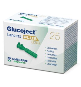 MENARINI GLUCOJECT LANCETS PLUS G33 AGHI PER DIGITOPUNTURA 25 PEZZI