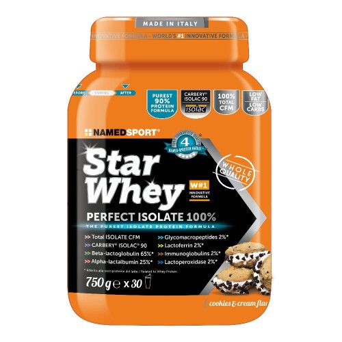 NAMED SPORT STAR WHEY ISOLATE COOKIES & CREAM INTEGRATORE DI PROTEINE ISOLATE DEL SIERO DEL LATTE 750 GR